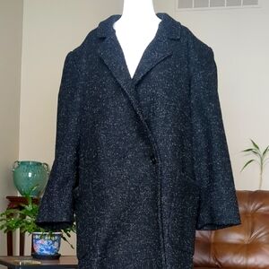 Vintage DASH Wool Trench Coat Black Gray size 40